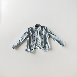 Tommy Hilfiger Womens Large Gray Terry Cloth Military Jacket Button Front